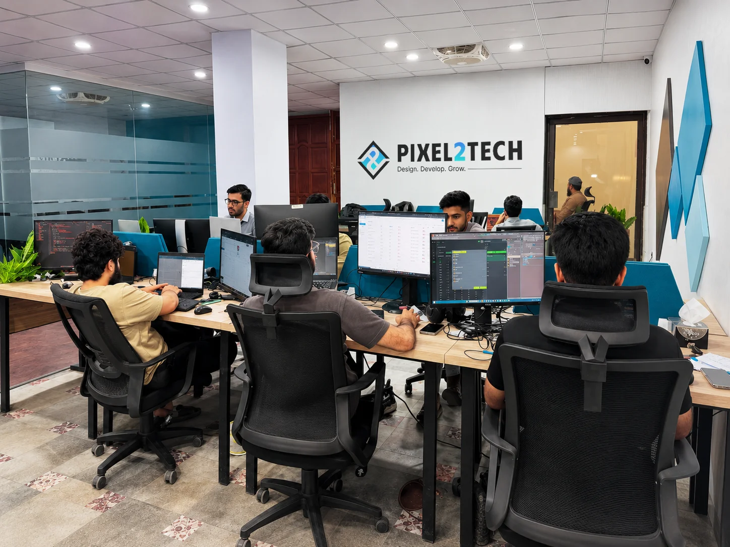Pixel2Tech team working at the Lahore office