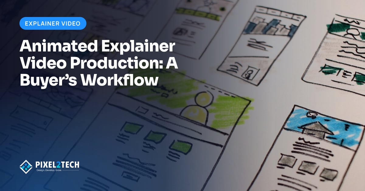 Hand-drawn storyboard sketches for an animated explainer video