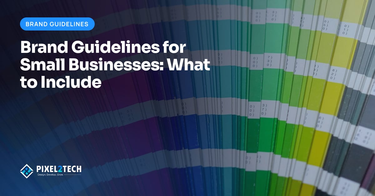 Open brand guidelines booklet showing logo usage rules and a color palette