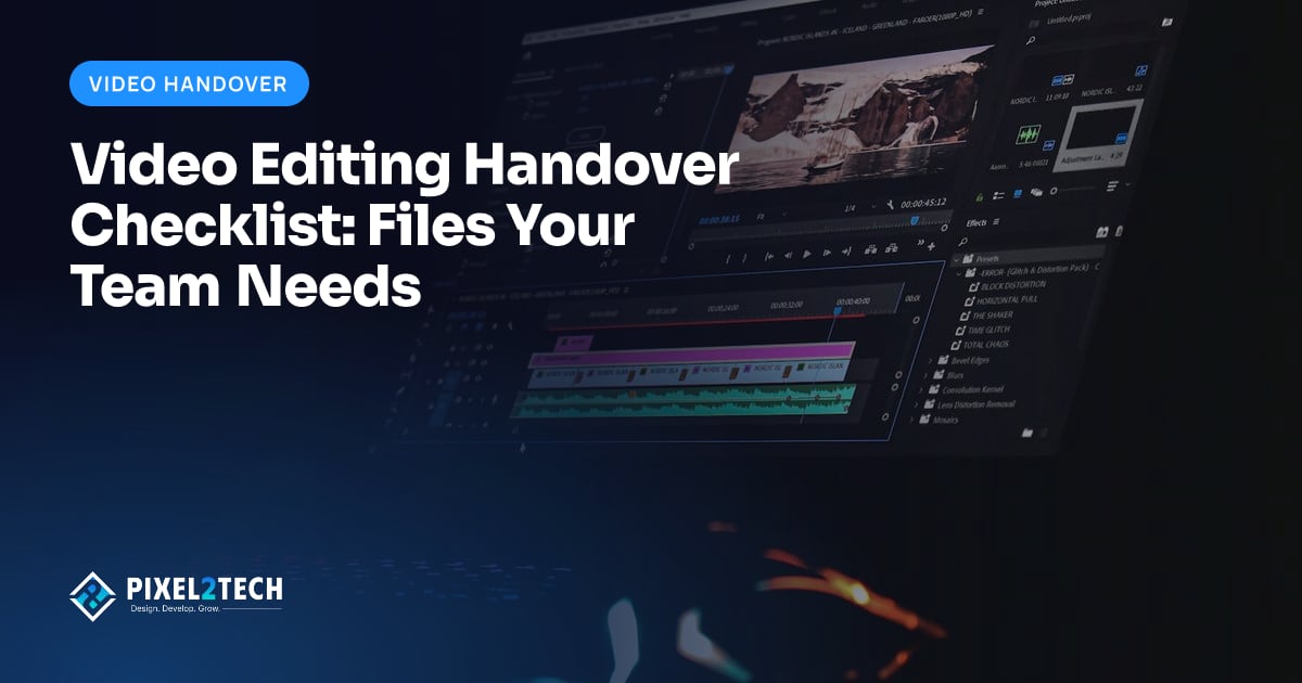 Video editing timeline on a monitor in a dark edit suite