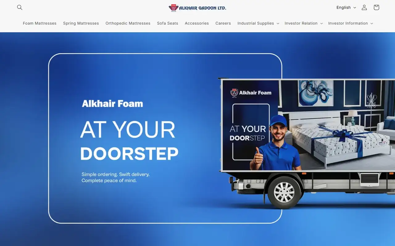 Alkhair Foam store homepage on desktop