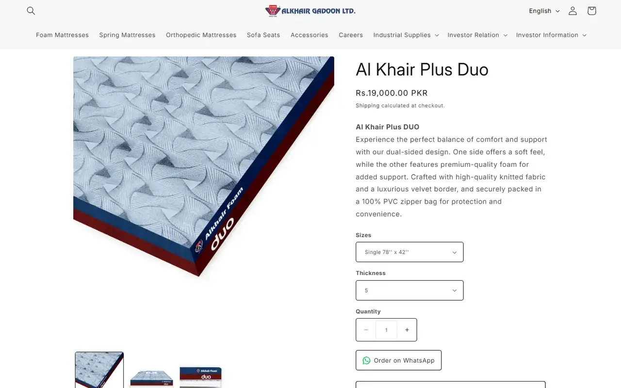 Alkhair Foam store, page 3 on desktop