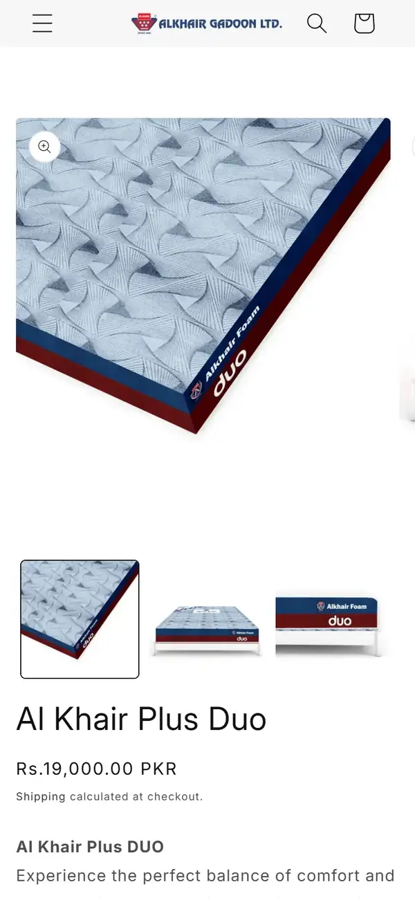 Alkhair Foam store on mobile, screen 2