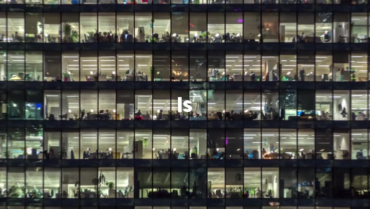 Workplace montage with kinetic typography — preview frame