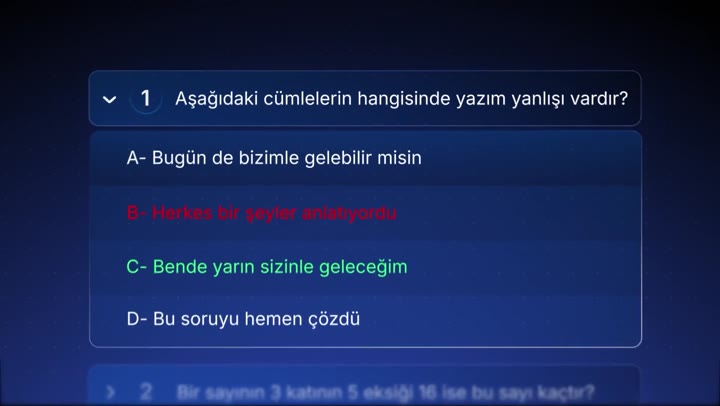 Interactive language-quiz animation — preview frame