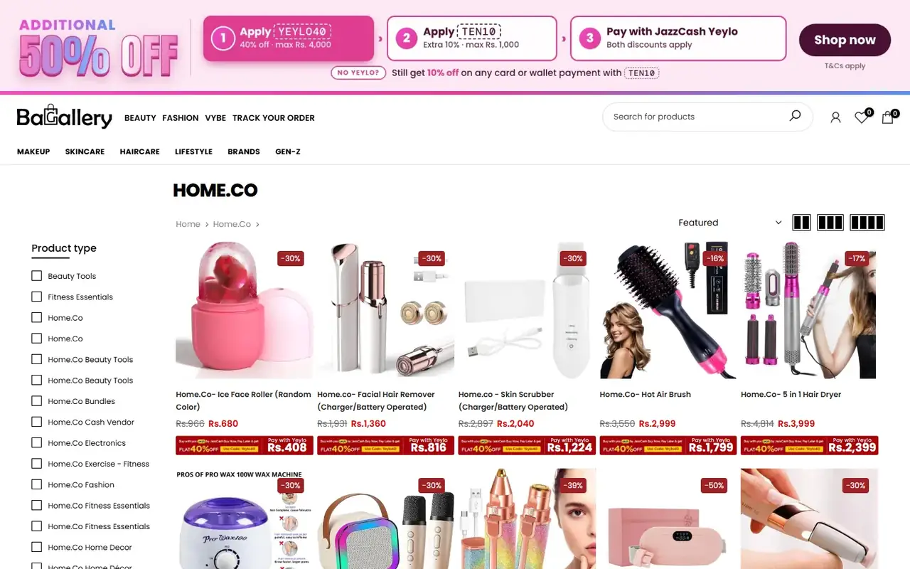 Bagallery store, page 2 on desktop