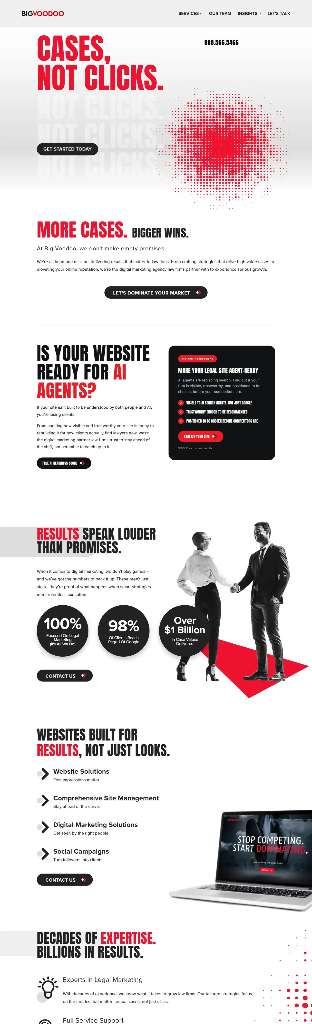 Big Voodoo full homepage on desktop