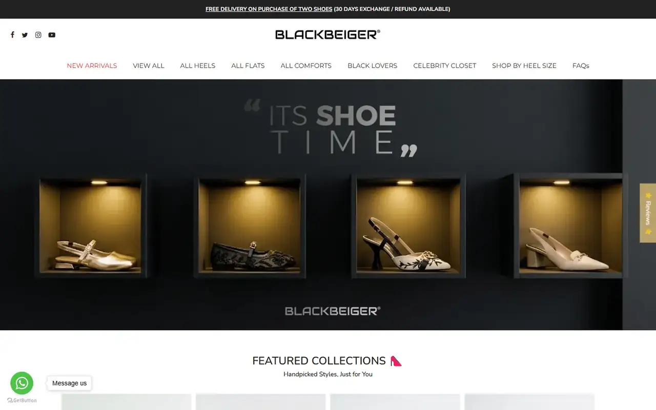 BlackBeiger store homepage on desktop
