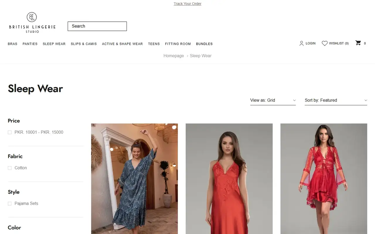 British Lingerie Studio store, page 2 on desktop