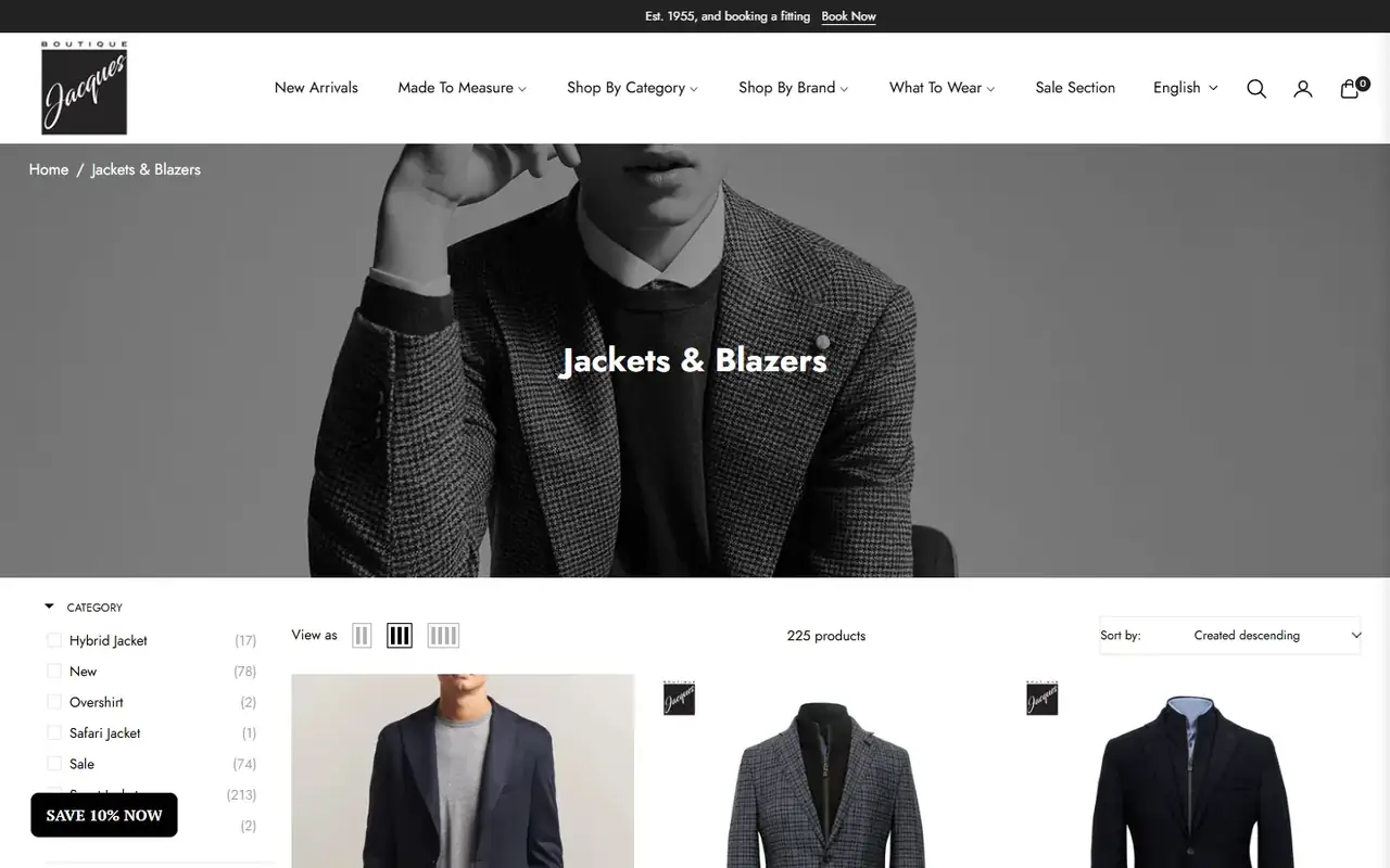 Boutique Jacques store, page 2 on desktop