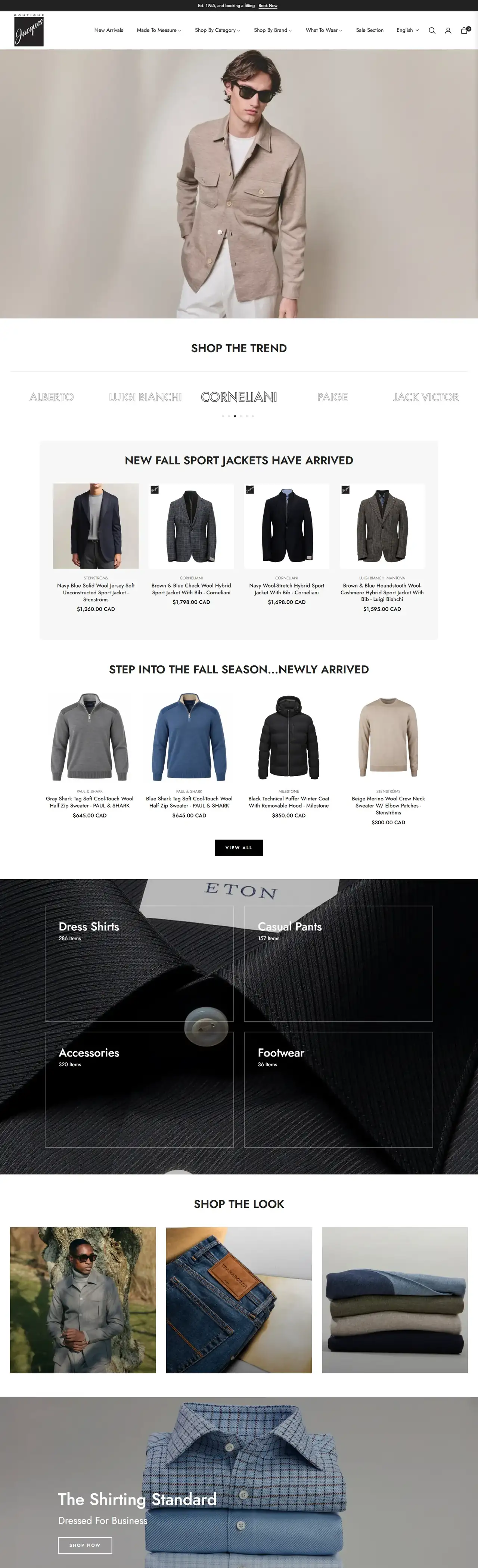 Boutique Jacques full homepage on desktop