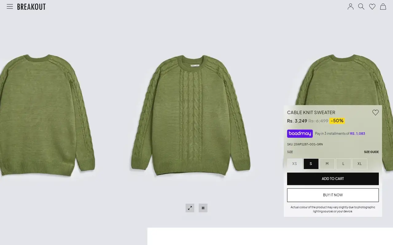 Breakout store, page 3 on desktop