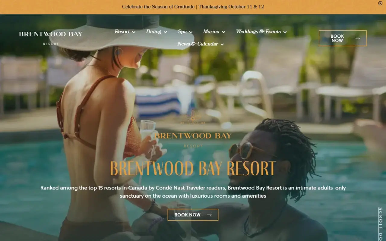 Brentwood Bay Resort site homepage on desktop