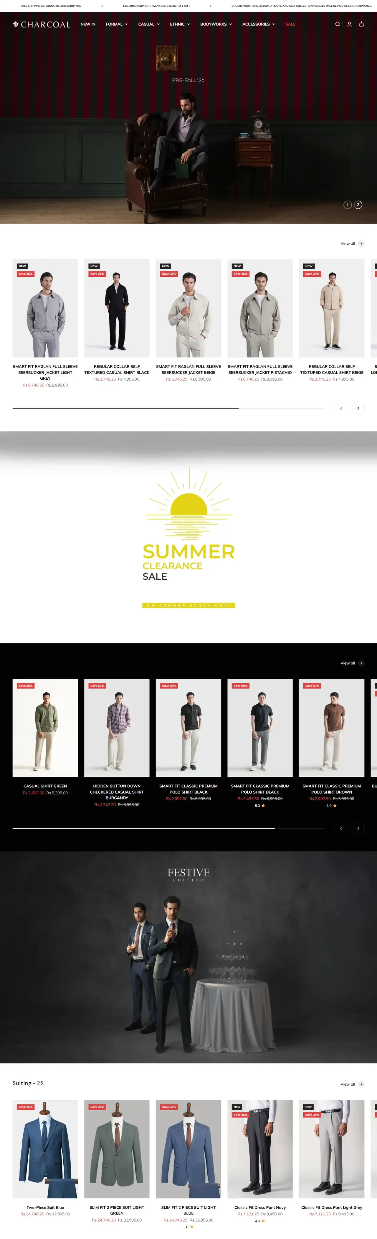 Charcoal full homepage on desktop