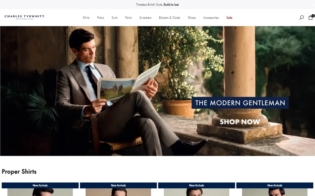 Charles Tyrwhitt Pakistan store homepage on desktop