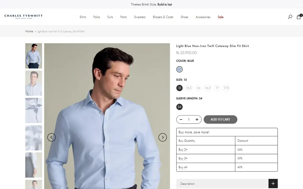 Charles Tyrwhitt Pakistan store, page 3 on desktop