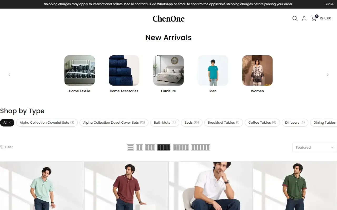ChenOne store, page 2 on desktop