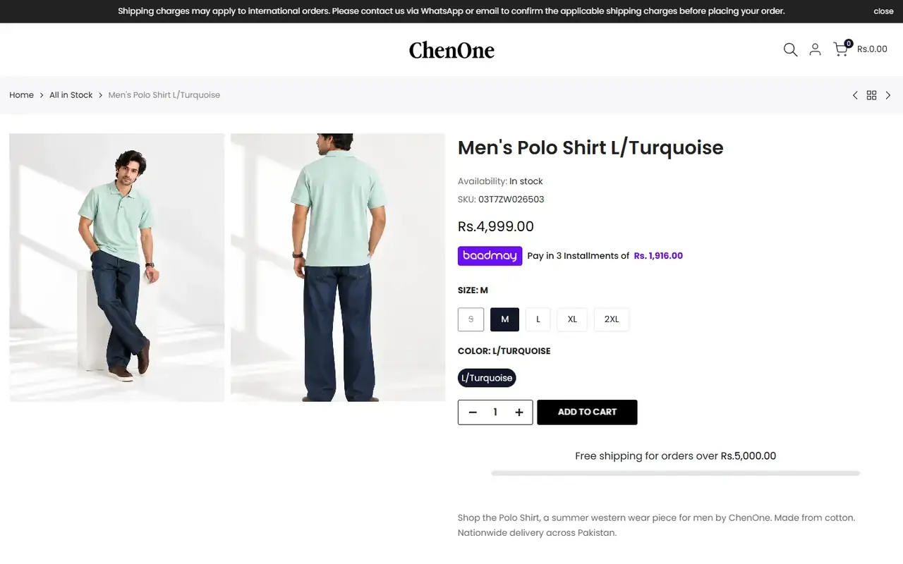 ChenOne store, page 3 on desktop