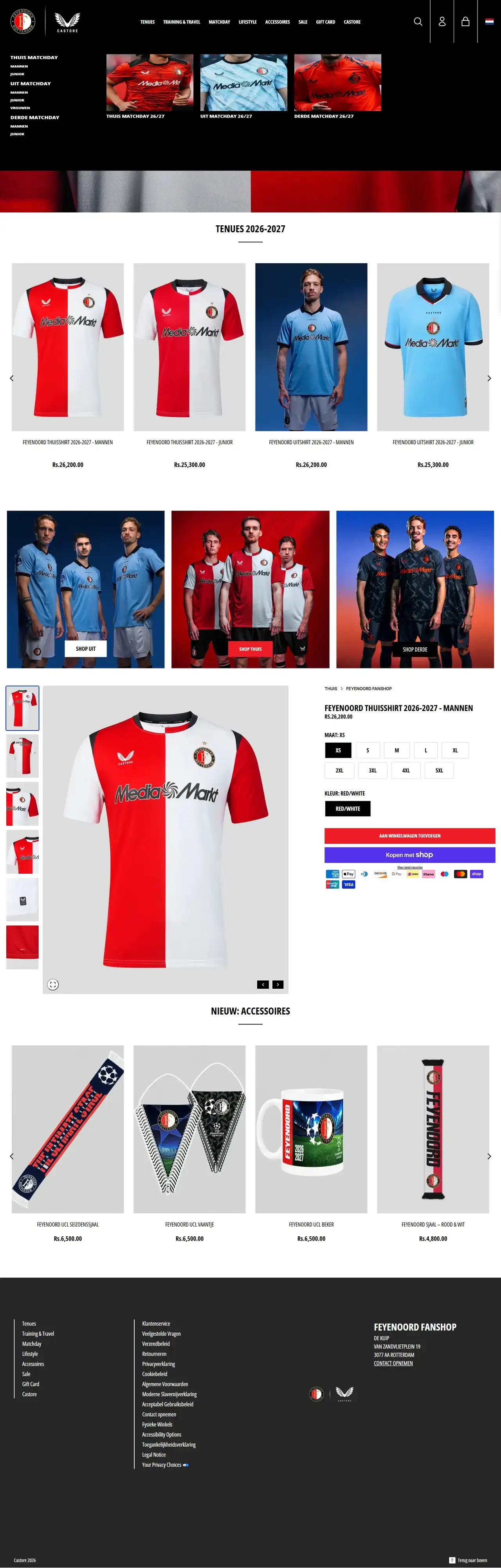 Feyenoord Fanshop full homepage on desktop