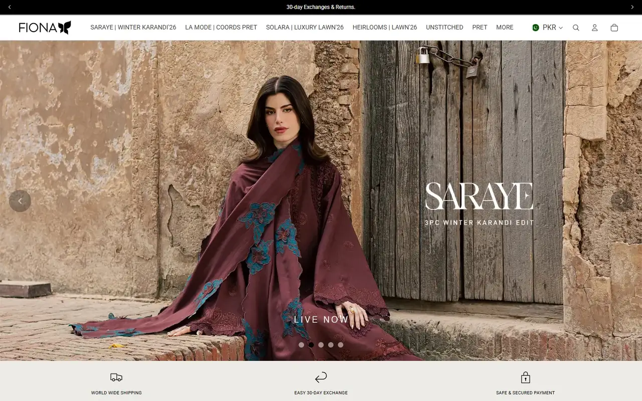 Fiona store homepage on desktop