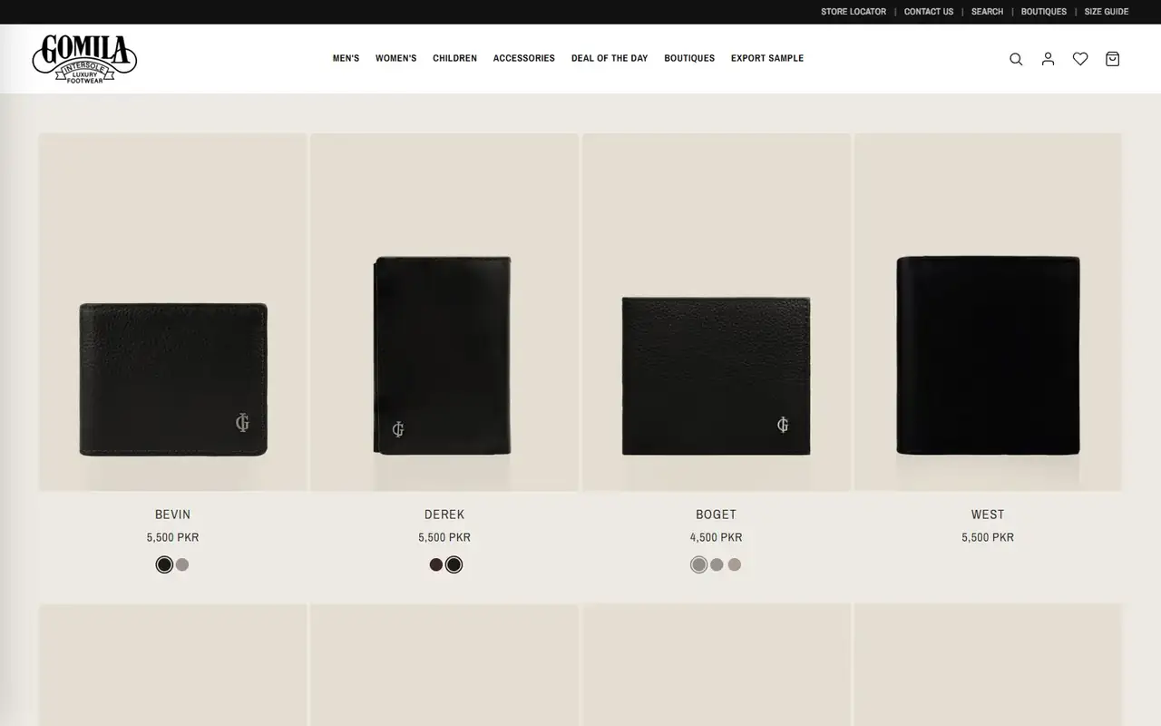 Gomila Intersole store, page 2 on desktop