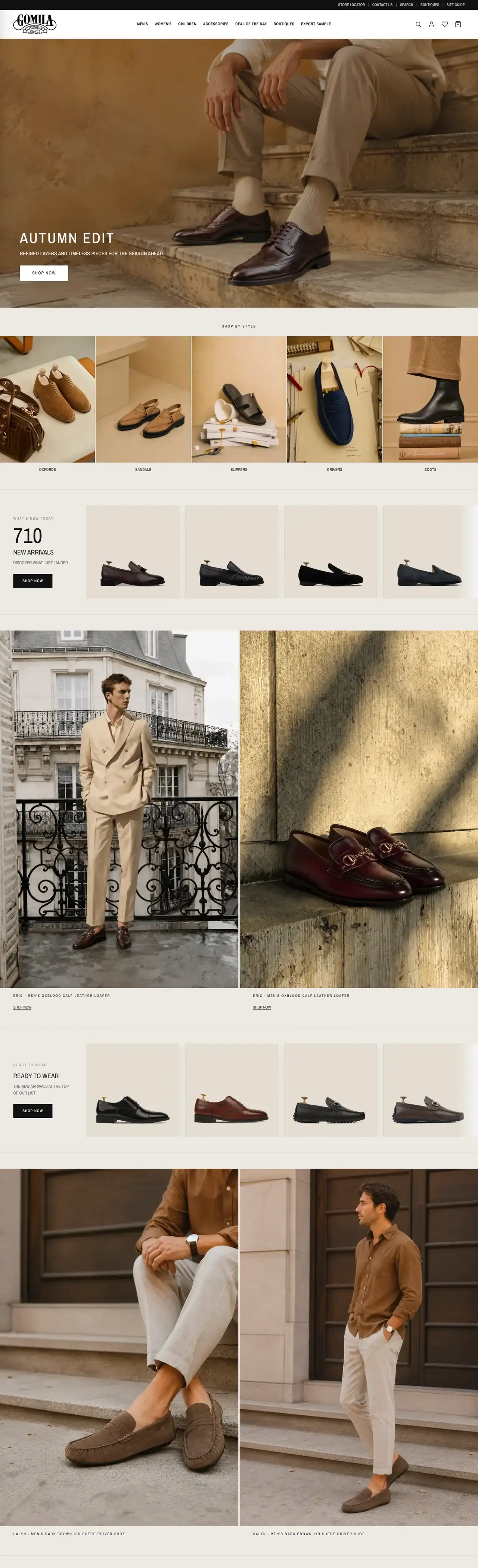 Gomila Intersole full homepage on desktop