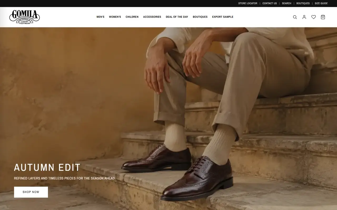 Gomila Intersole store homepage on desktop