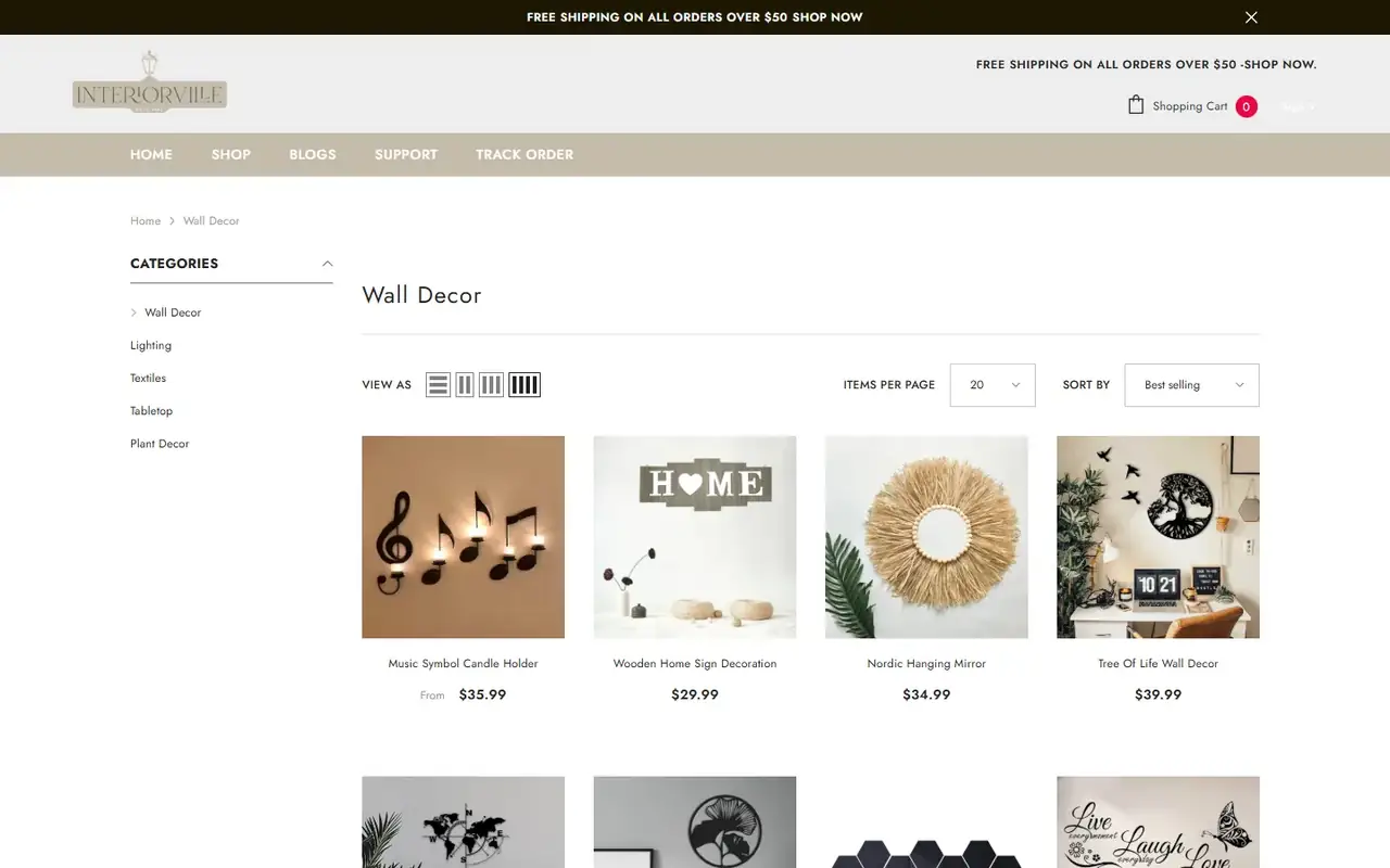 Interior Ville store, page 2 on desktop