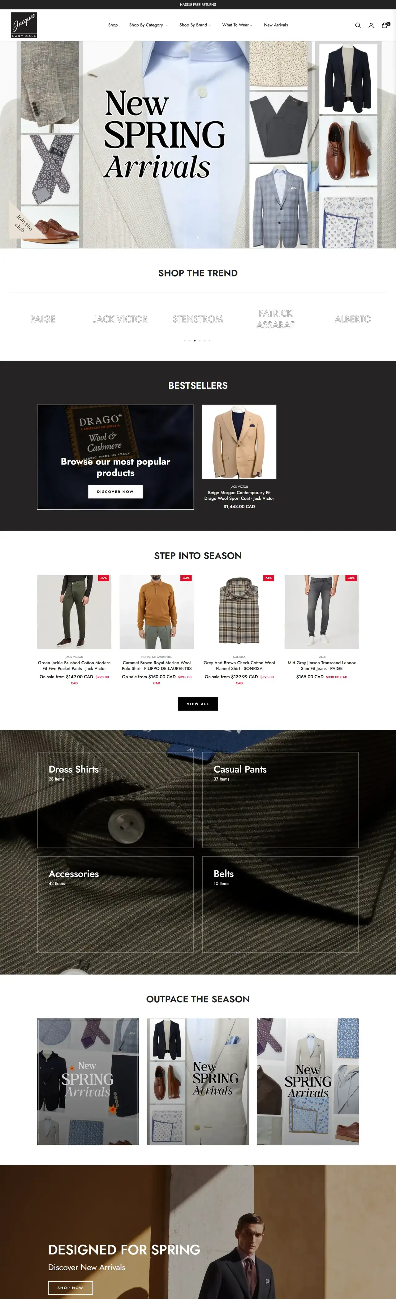 Jacques Last Call full homepage on desktop