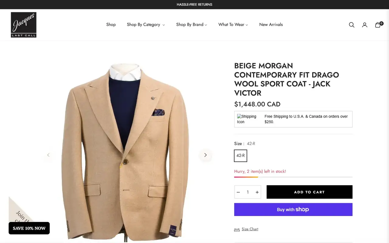 Jacques Last Call store, page 3 on desktop
