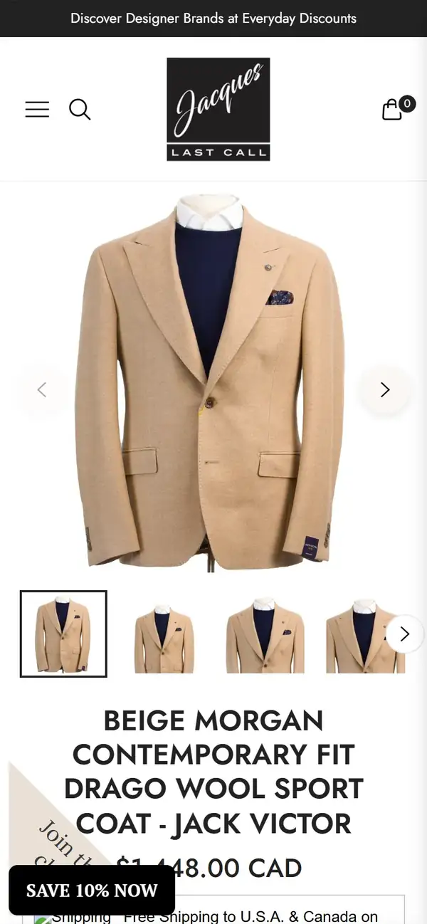 Jacques Last Call store on mobile, screen 2