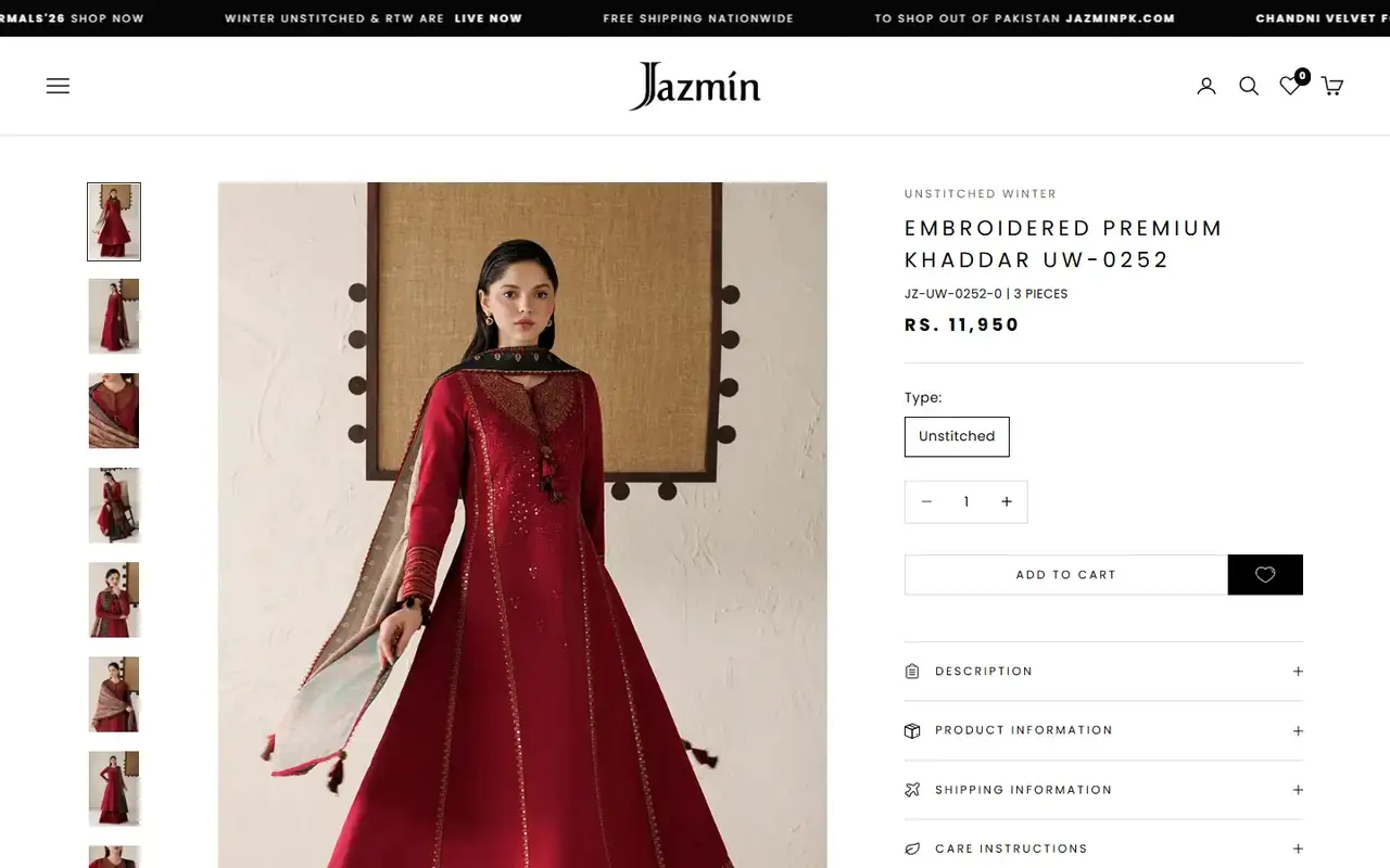 Jazmin store, page 3 on desktop