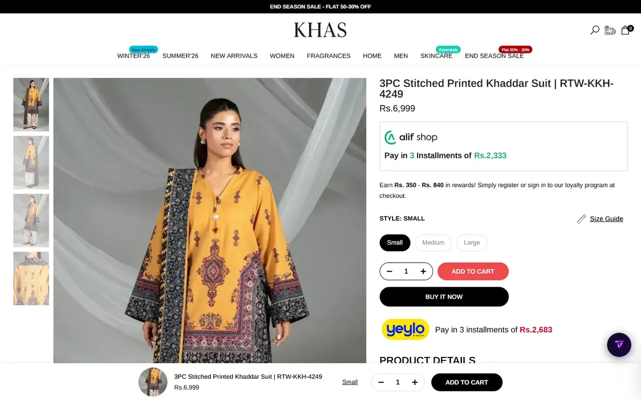 Khas Stores store, page 3 on desktop