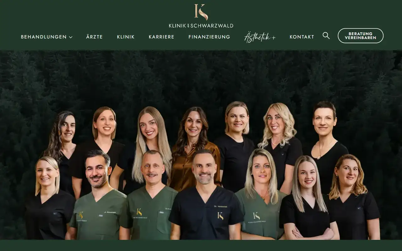 Klinik am Schwarzwald site homepage on desktop