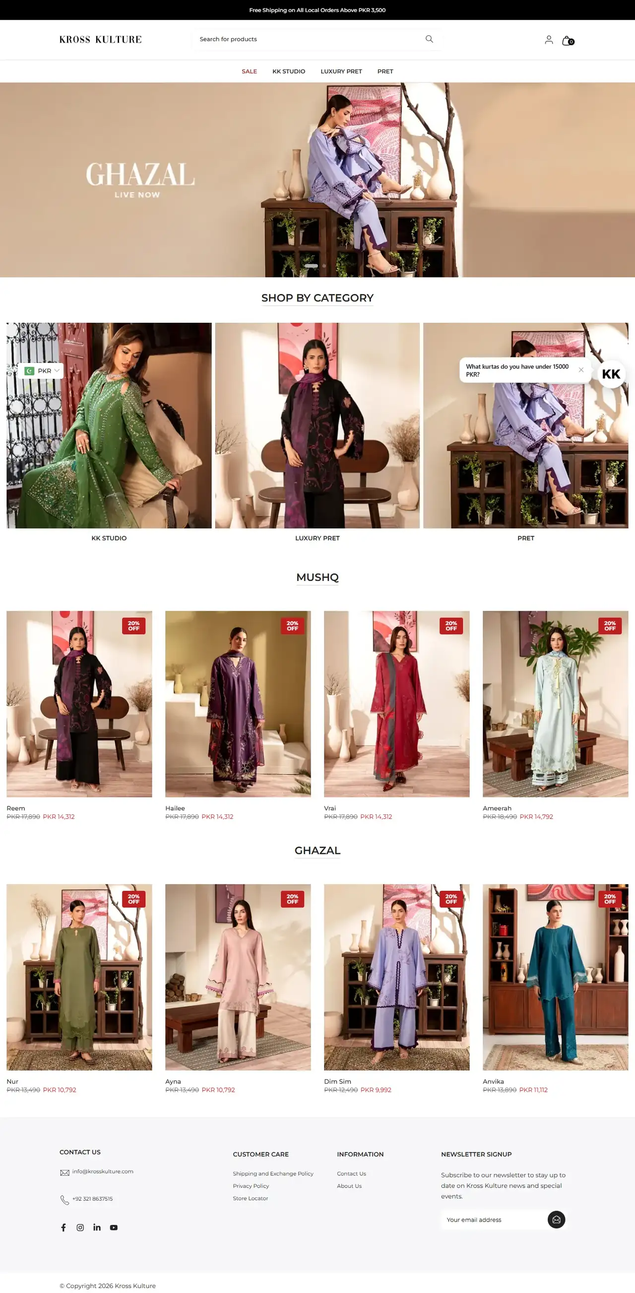 Kross Kulture full homepage on desktop