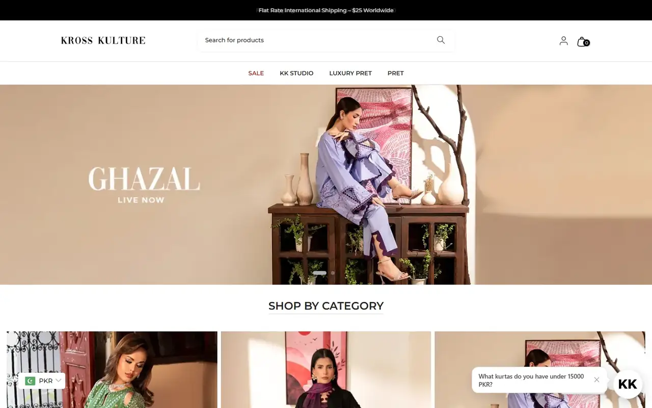Kross Kulture store homepage on desktop