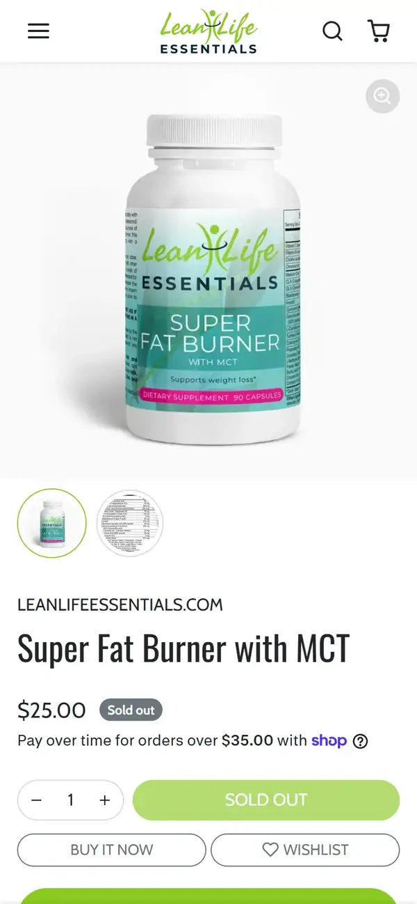 Lean Life Essentials store on mobile, screen 2