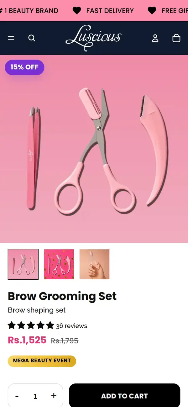 Luscious Cosmetics store on mobile, screen 2