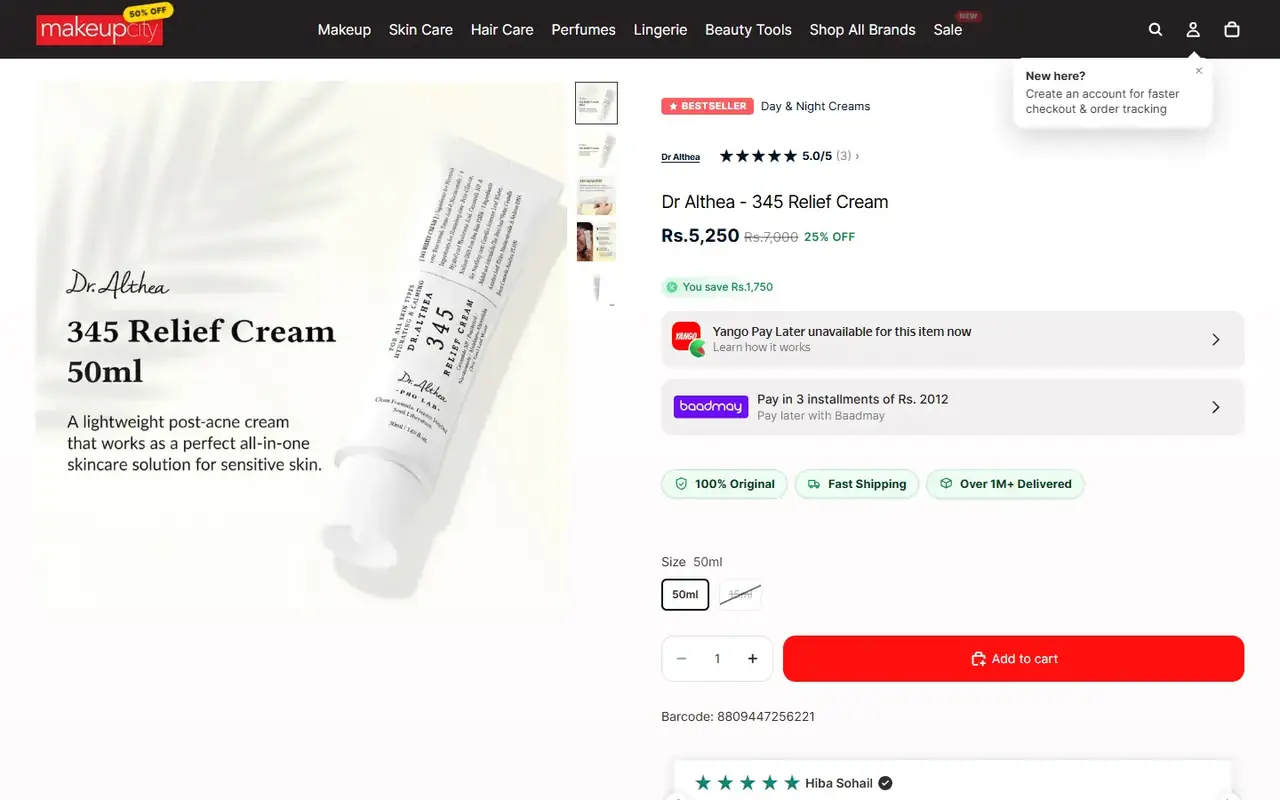 Makeup City store, page 3 on desktop