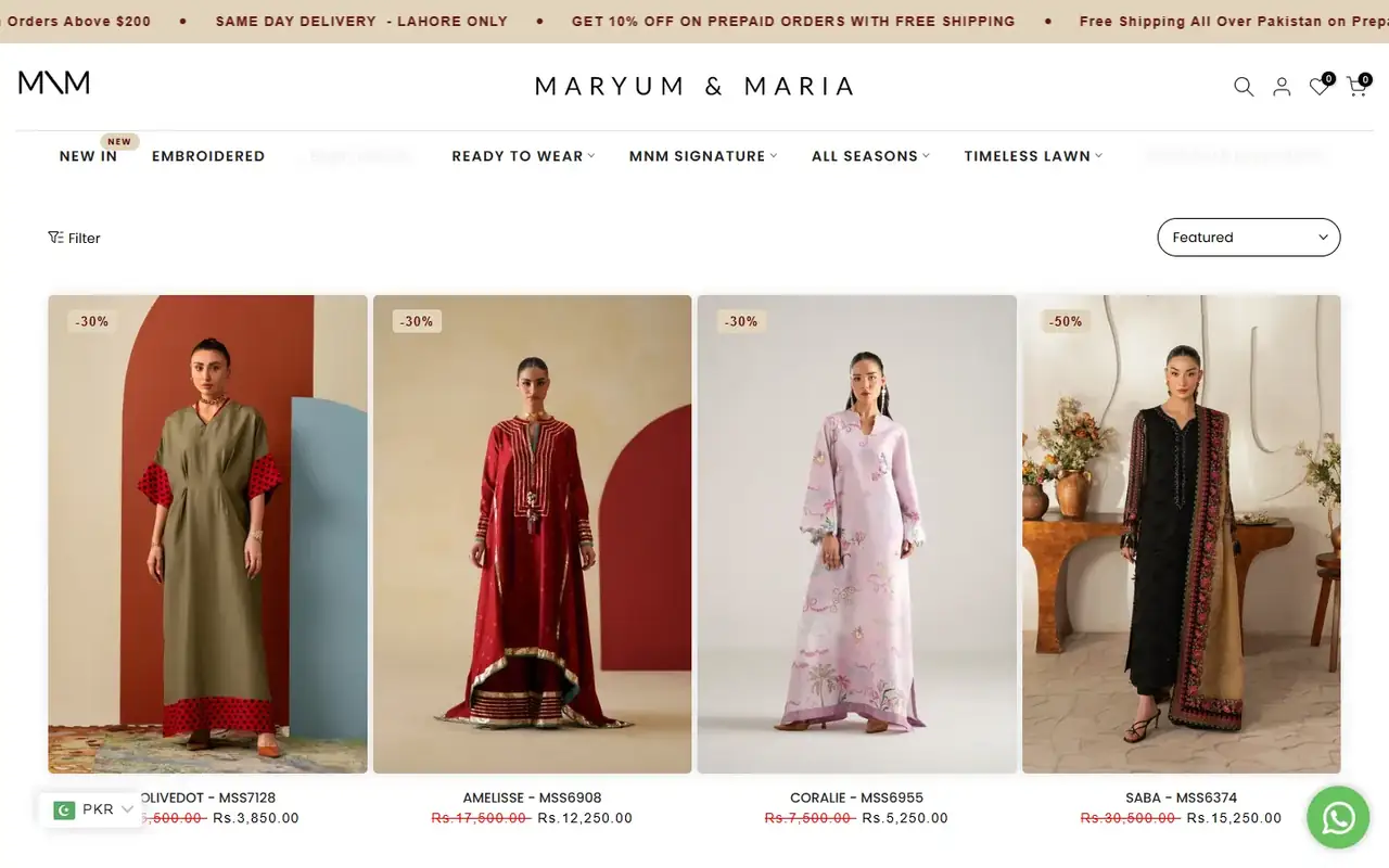 Maryum N Maria store, page 2 on desktop