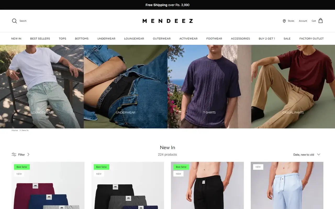 Mendeez store, page 2 on desktop