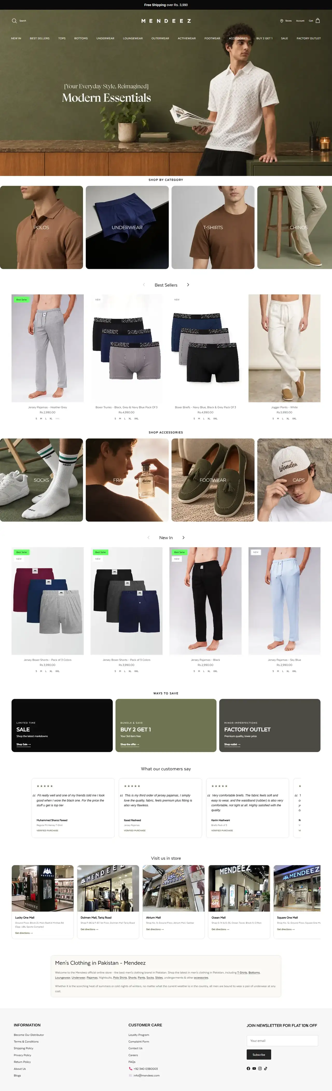Mendeez full homepage on desktop