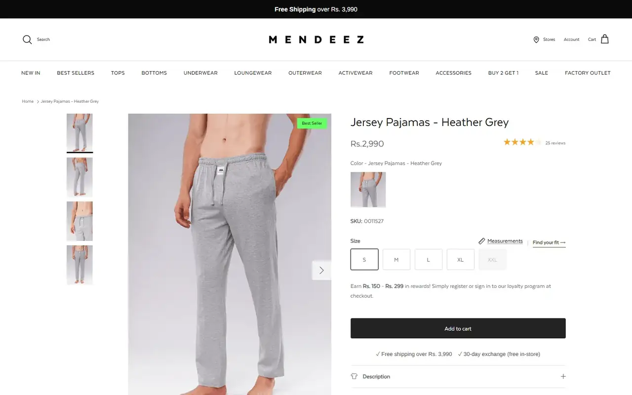Mendeez store, page 3 on desktop