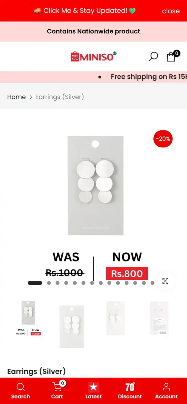 Miniso Pakistan store on mobile, screen 2