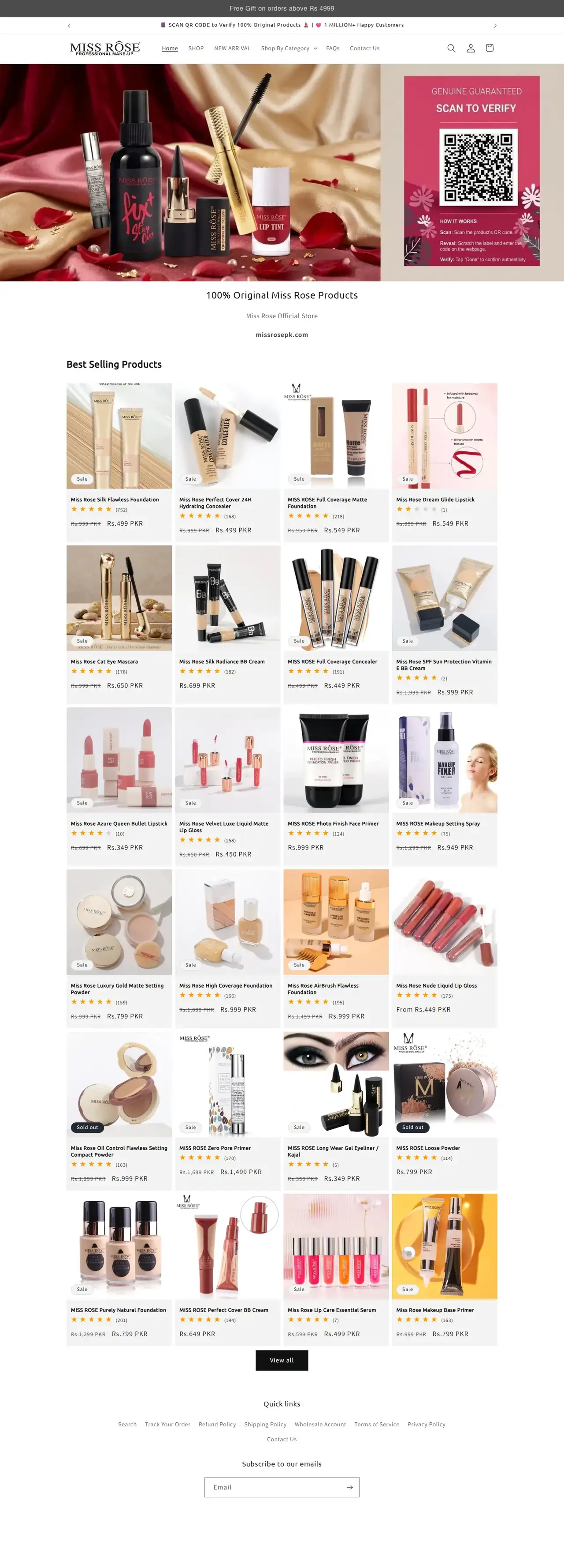 Miss Rose Pakistan full homepage on desktop