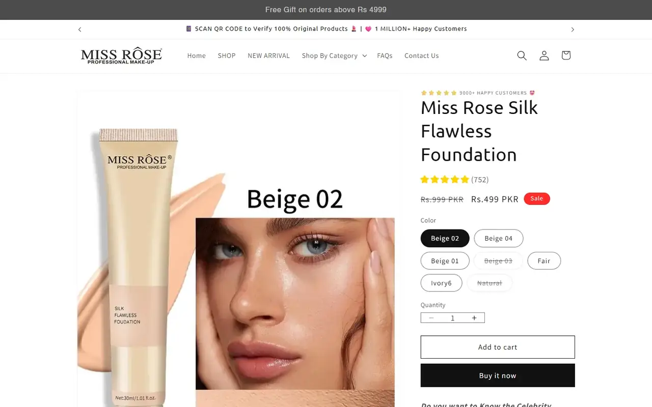 Miss Rose Pakistan store, page 3 on desktop