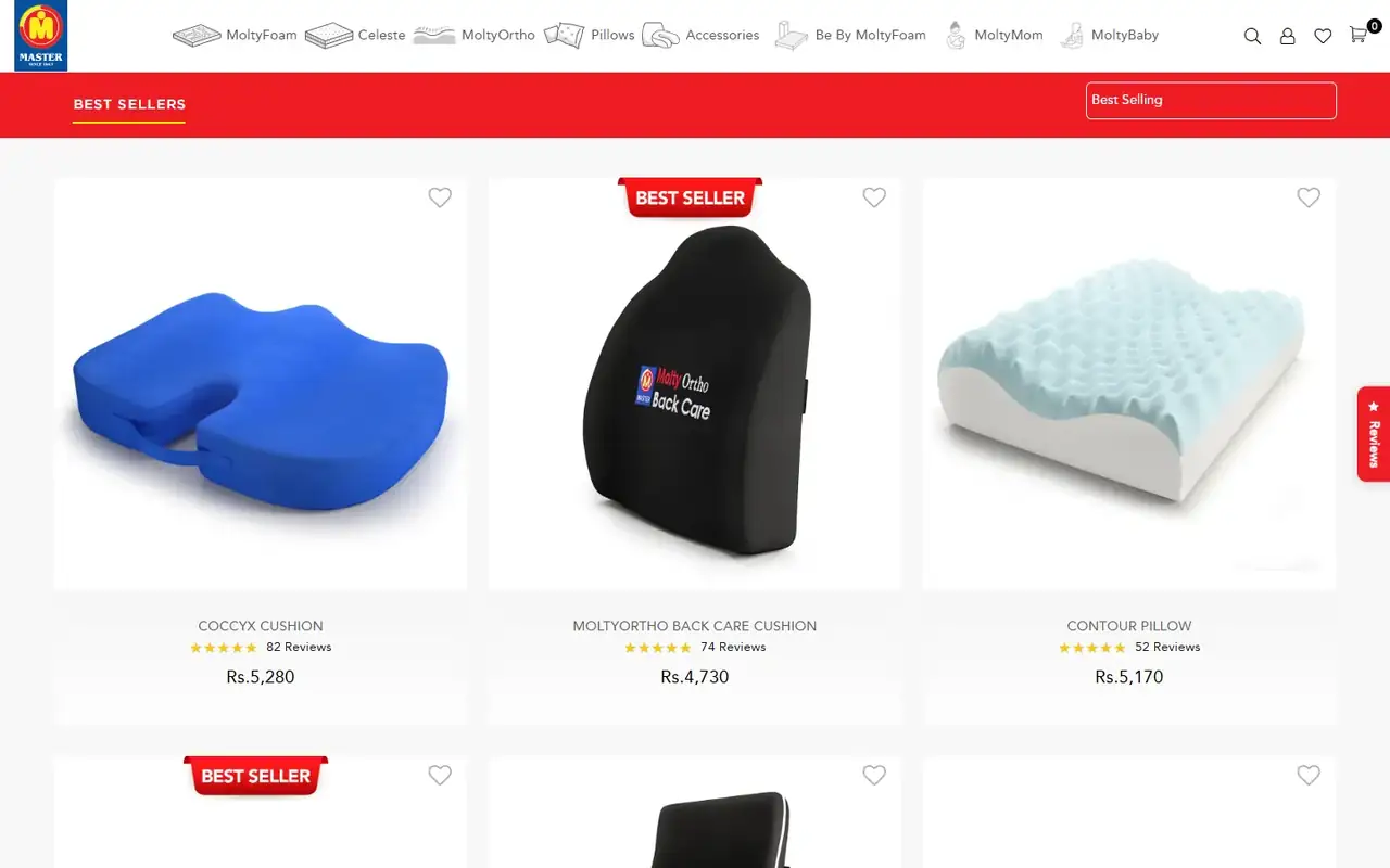 Master MoltyFoam store, page 2 on desktop