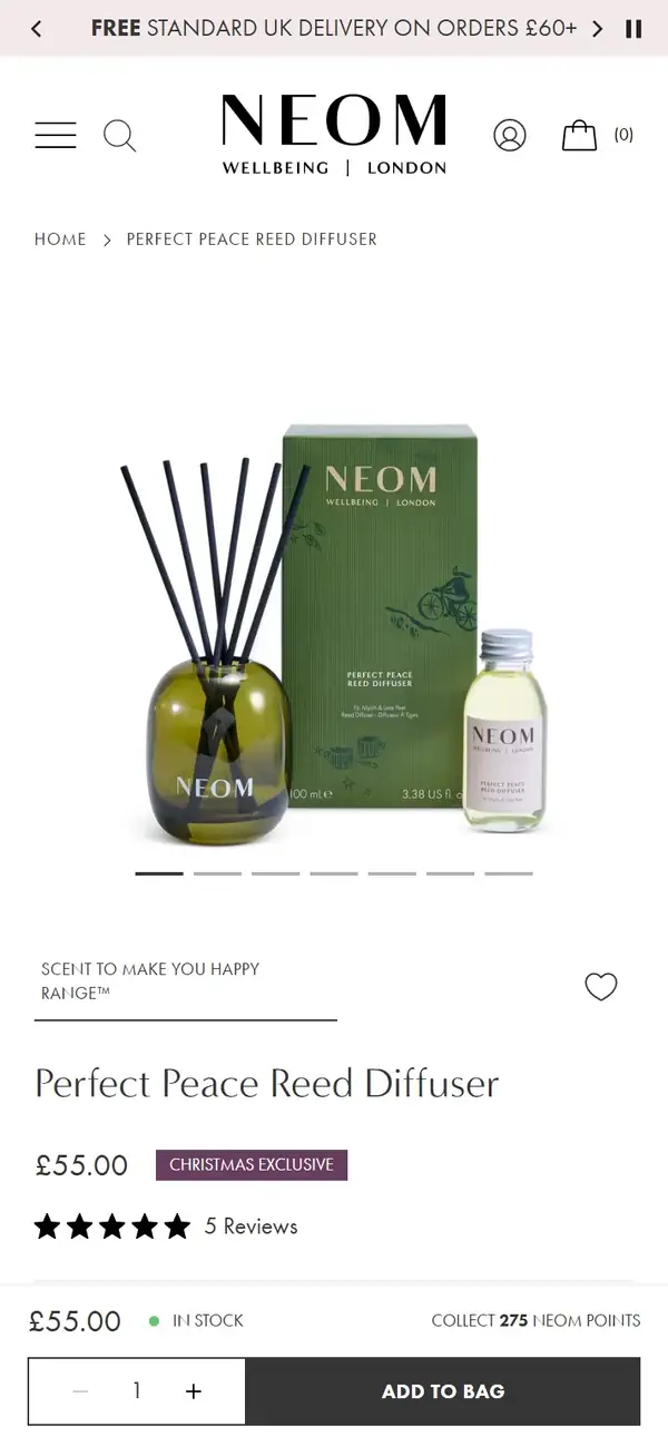NEOM Wellbeing store on mobile, screen 2