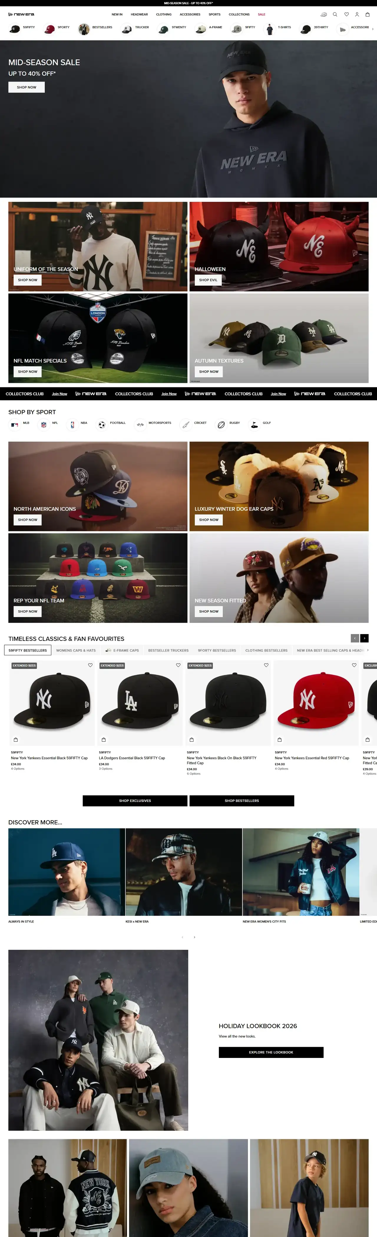 New Era UK full homepage on desktop