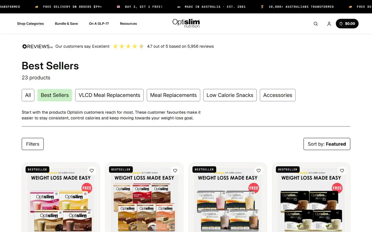 Optislim store, page 2 on desktop